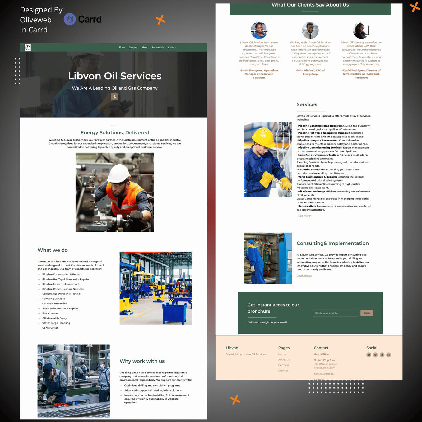 Libvon Oil Services ↗ Professional one pager for an oil servicing firm