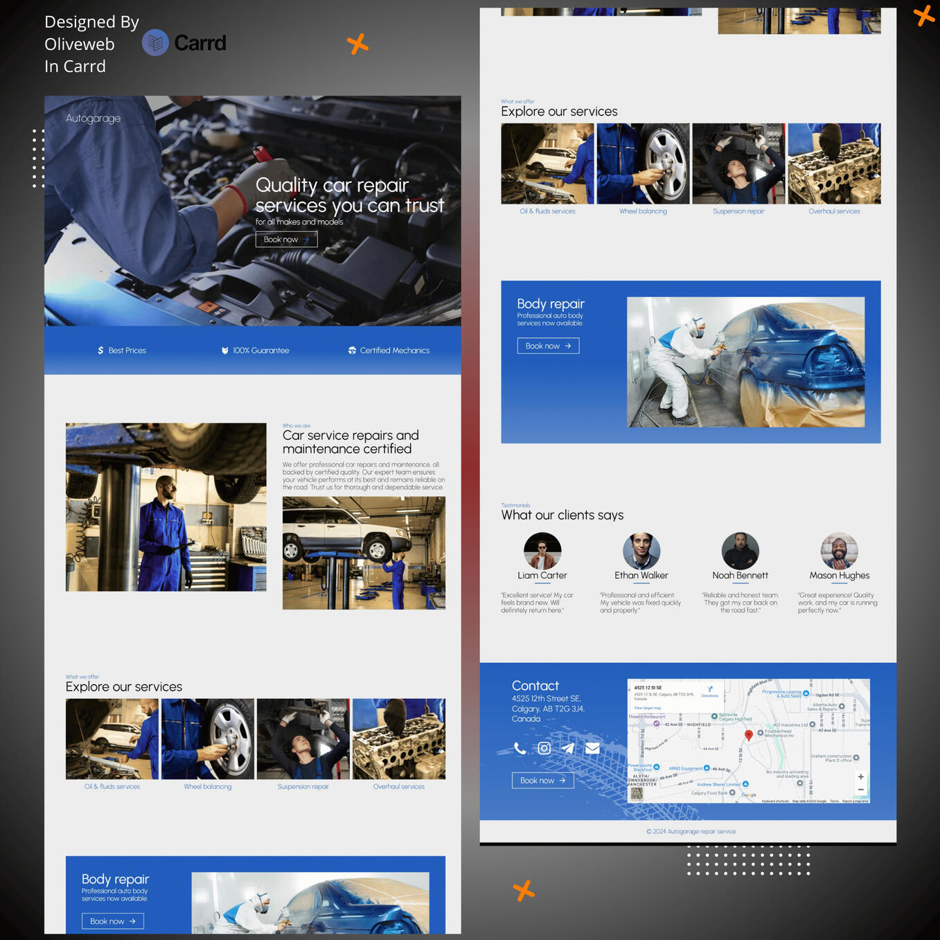 Autogarage ↗ Beautiful 1-pager for an auto maintenance agency